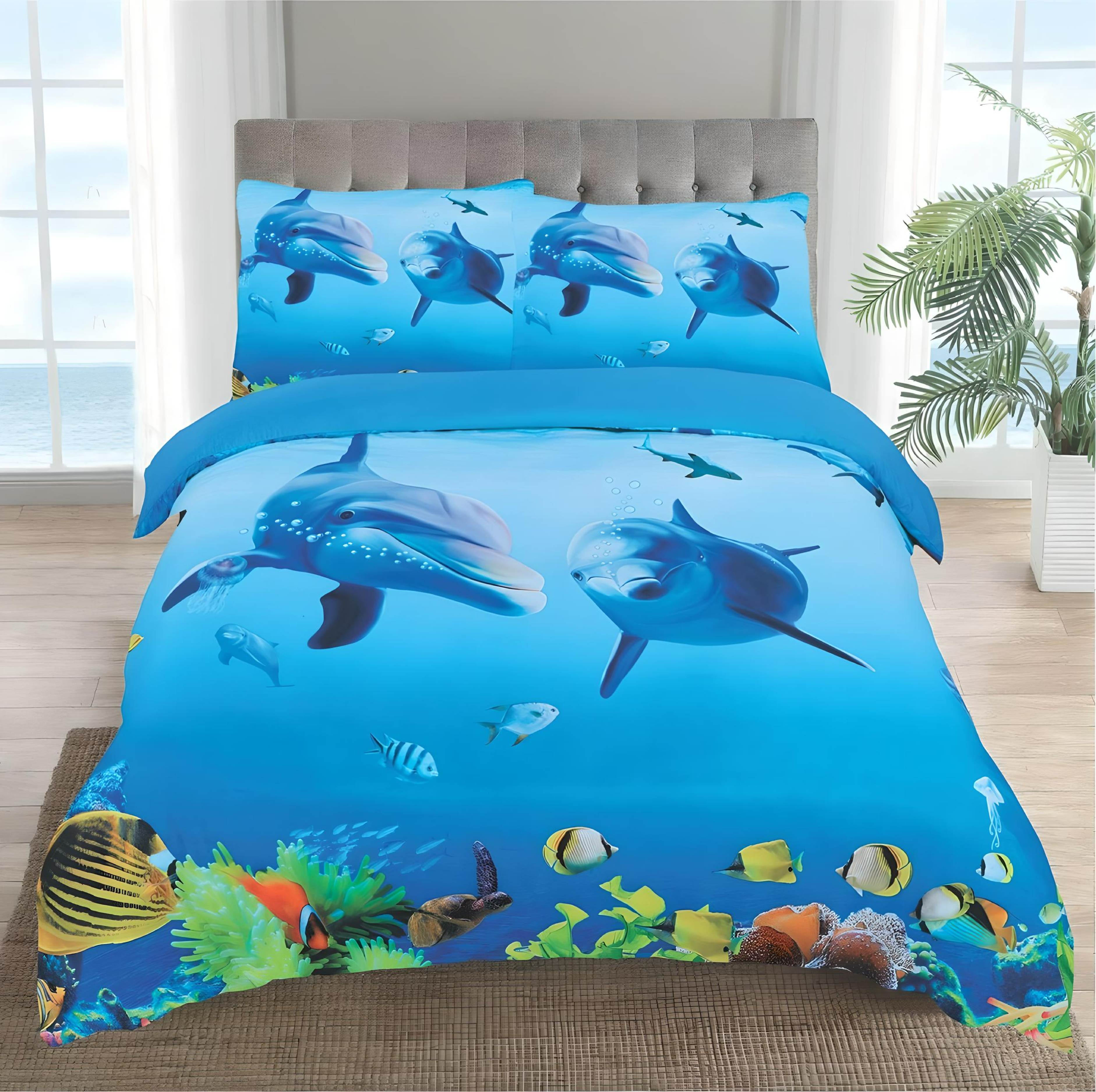 Dekbedovertrek Blauw Dolfijnen & Vissen