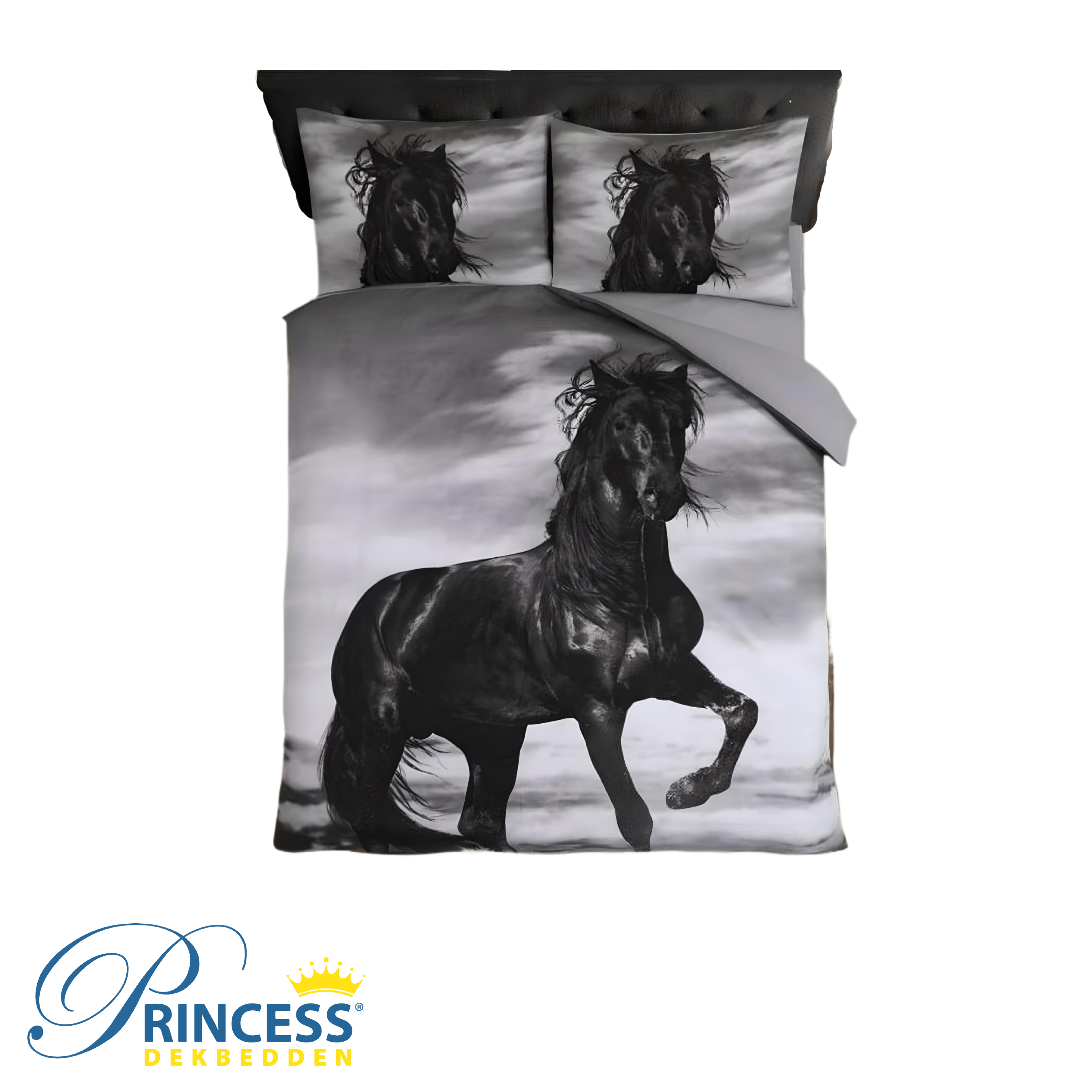 Dekbedovertrek Paarden Grijs
