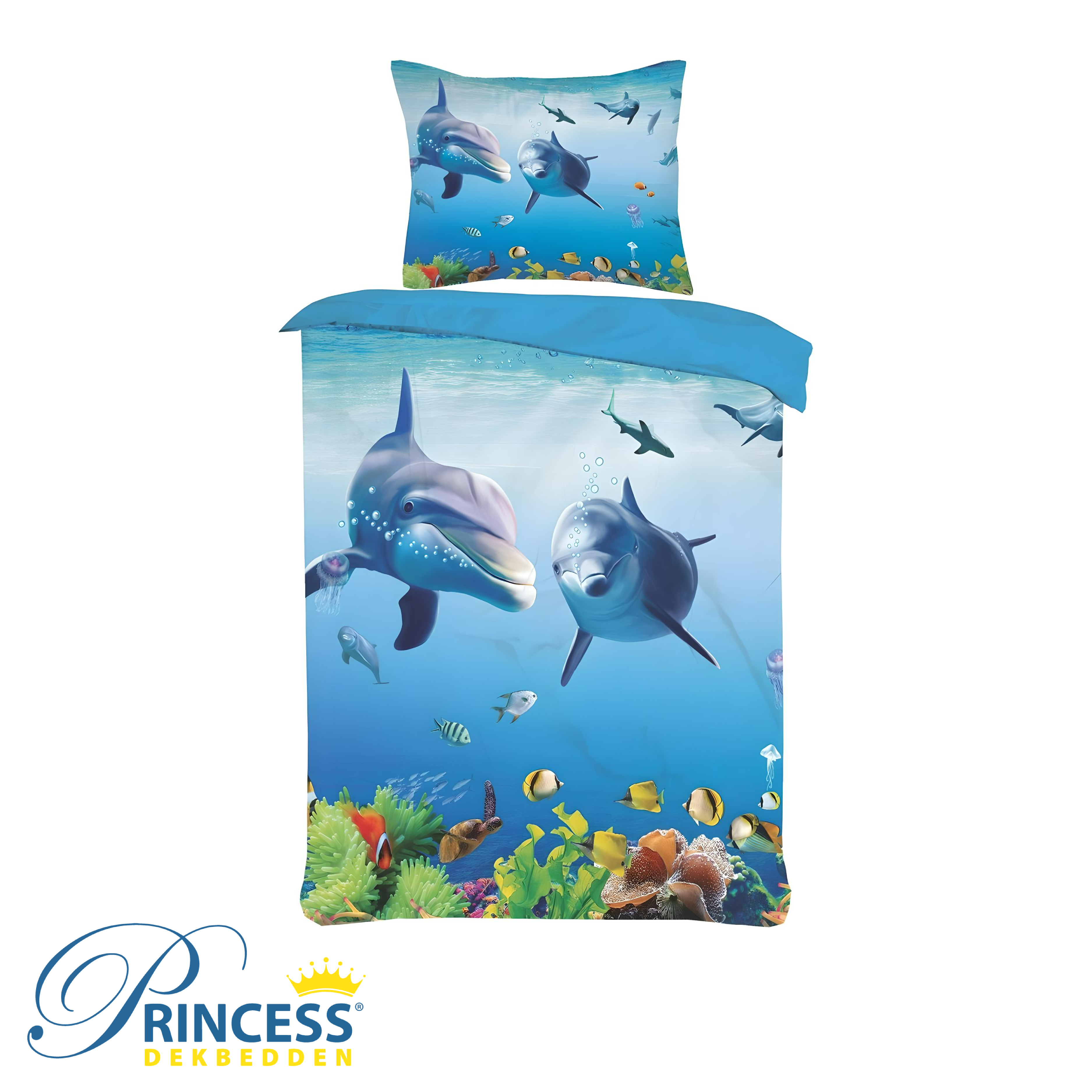 Dolfijnen & Vissen - Kinderdekbedovertrek +1 kussensloop