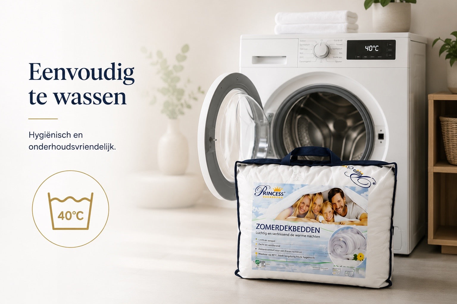 Princess Dekbedden UltraSOFT Zomerdekbed Extra Lang - Micropercal - Anti-allergisch - Wasbaar - Wit