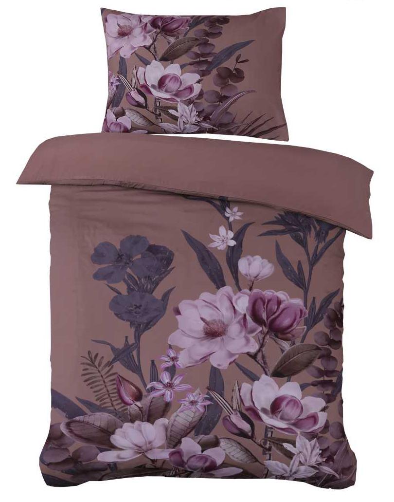 Dekbedovertrek Marlous Taupe – Microvezel - Botanisch - Met Drukknopen Instopstrook