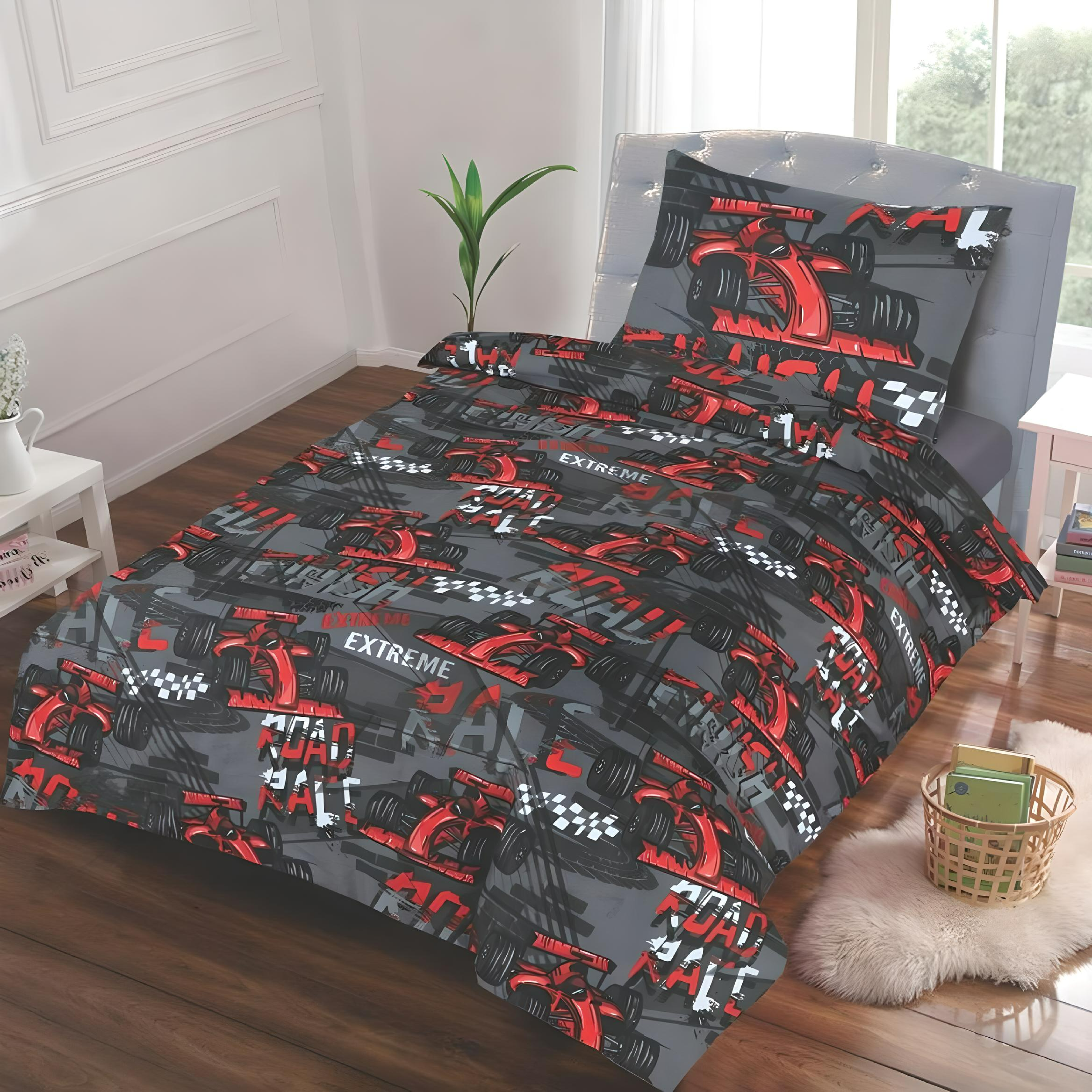 Raceauto - Kinderdekbedovertrek + 1 kussensloop