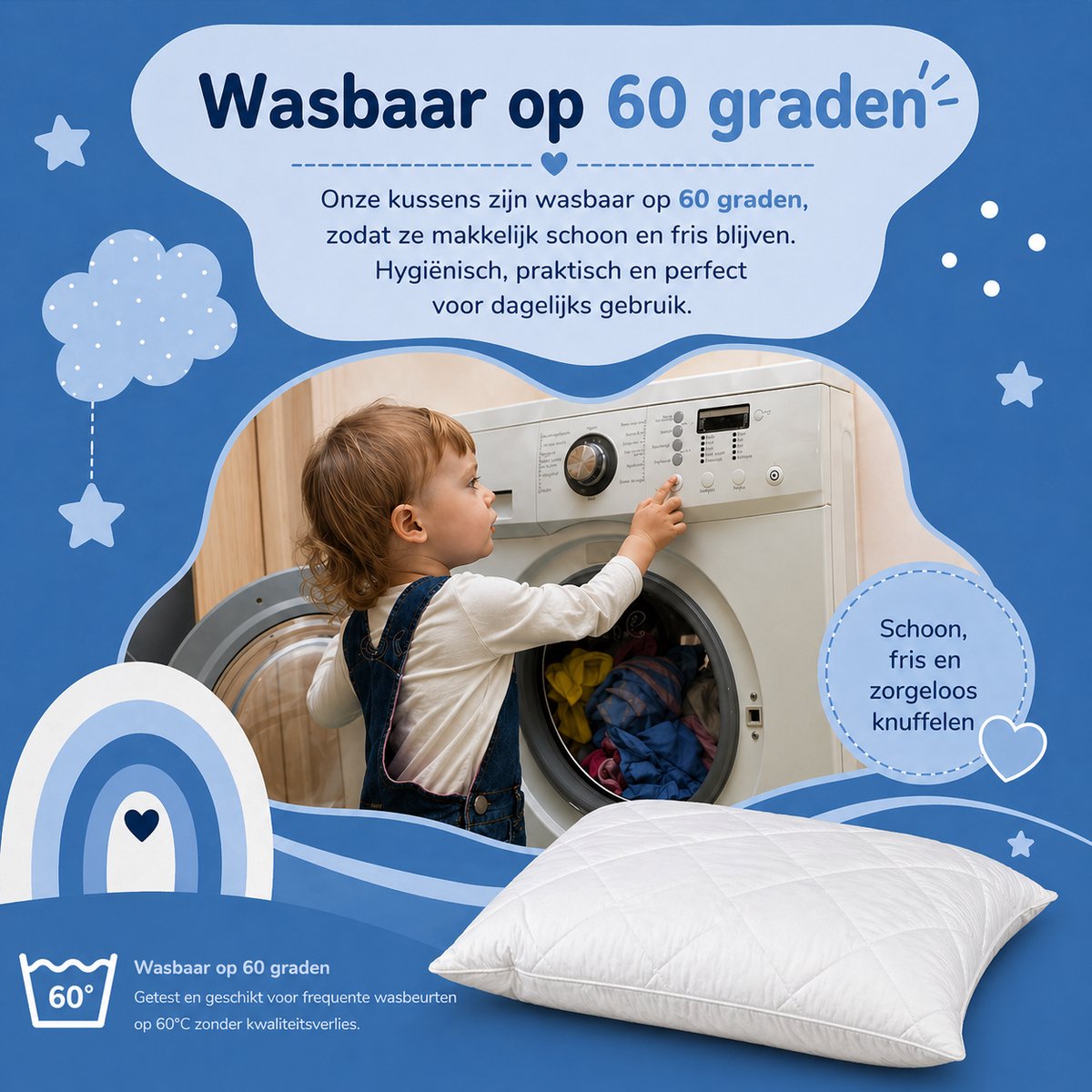 Het ideale mee groei-kinderkussen‎ 60x70 cm